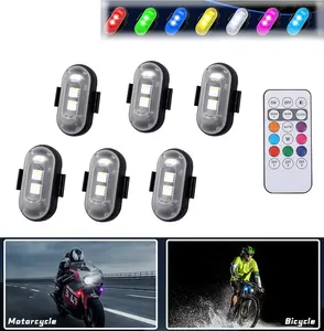 6PC Wireless LED Strobe Lights Wireless Car Lights with Remote Control LED Anti-Collision Lights for Car Motorcycle Bike
