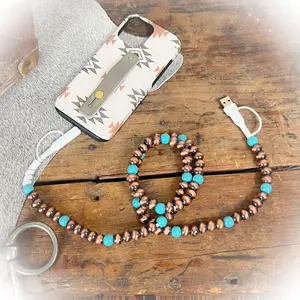 Bronze & Turquoise Western Boho Beaded Phone Charging Cord