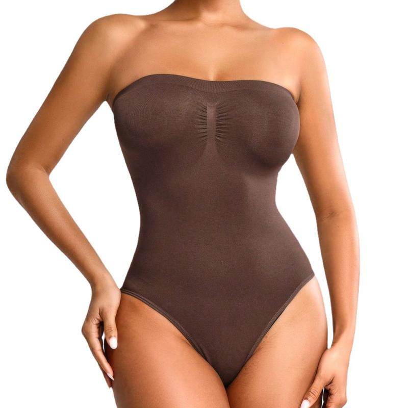 European and American Seamless Plus Size Shapewear Tummy Control Waist Cincher Strapless Tube Top Dress Bodysuit Underwear Waist Support Hip Lift Tummy Control All Seasons Womenswear Compression corset faja fajas body shaper