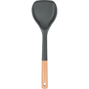 Nonstick  Spatula, Non Scratch Flexible Edge for Pans, Slip Resistant comfortable Wooden Handle, Heat Resistant  Kitchen Spatulas for Cooking, 13.2 Inch (Grey)