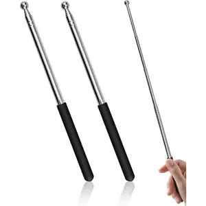 2 Pack Retractable Teacher Pointer Stick, Telescopic & Extendable Whiteboard Pointer for Classroom, Presentations, , Durable Teacher Pointer Stick (Black)