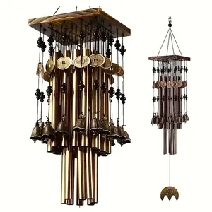 Outdoor Wind Chime, 76.2 Cm Memorial Decorative Wind Chime with 24 Copper Tubes and 16 Copper Bells, Garden Yard Window Hanging Decoration Gift