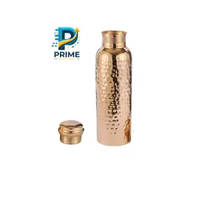 Pure Copper Bottle - 100% Solid Handcrafted Copper Hammered Bottle, Drinkware Handmade  Tumbler Bottled Portable Reusable Sturdy Mug Cup Washable