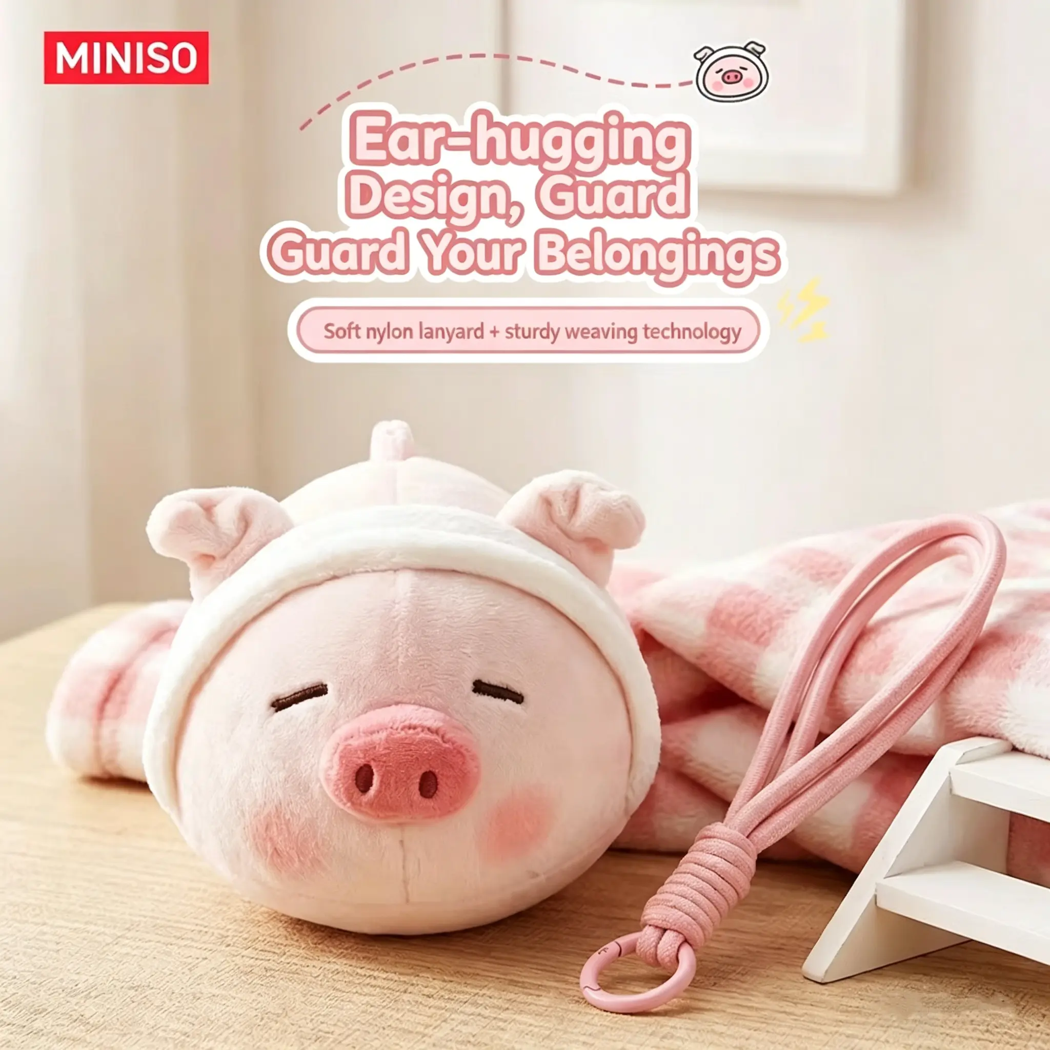 MINISO Piggy BOBO Series Plush Squeeze Stress Relief Toy, Cute Collectible Figurine, Portable Squishy Gift for Anxiety & Pressure Relief#Summervibes