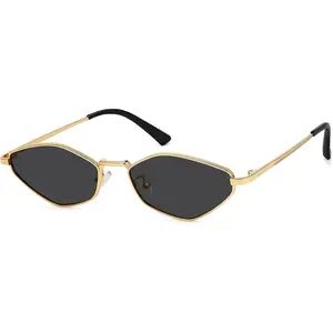 FOZONO Irregular Narrow Sunglasses for Women | Vintage Polygon Small Metal Frame Shades UV400