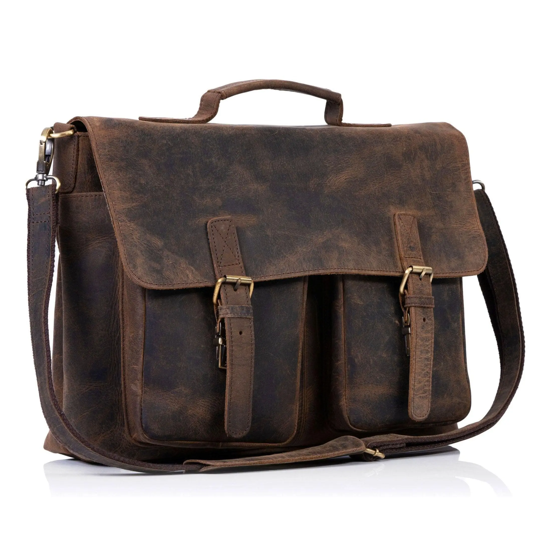 18-Inch Buffalo Leather Briefcase – Laptop Messenger Bag for Men & Women | Office, College & Travel Bag 18-Inch Buffalo Leather Briefcase – Laptop Messenger Bag for Men & Women | Office, College & Travel Bag