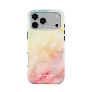 Darlingcase Customized TPU Rainbow Marble Phone Case for iPhone 17 Pro Max, 16 Pro, 15, 14, 13, 12 – Cute Pastel Gradient Watercolor Tie-Dye, Shockproof Protective Cover for Women