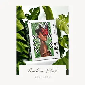 Red Love - Puzzled By Art Signature Puzzle for Adults, Black Art Jigsaw Puzzles, 1000 Pieces, Vibrant Art Celebrating Culture & Diversity, Difficult Challenging, 24x18in