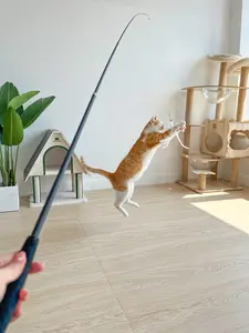 Retractable Cat Teaser Wand – 1.8M Interactive Wand Toy for Cats with 4 teasers