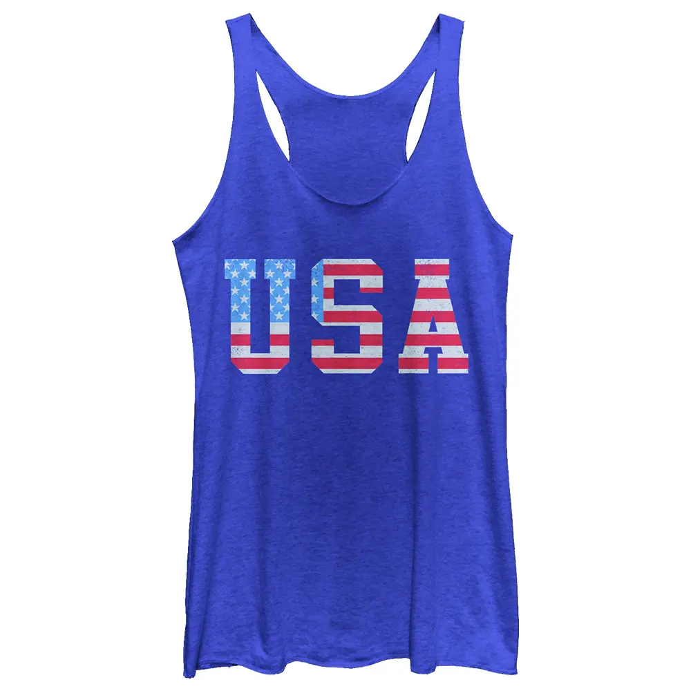 Women's Lost Gods American Flag Letters USA Racerback Tank Top