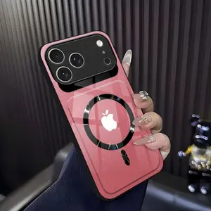 Luxury Marble Tempered Glass MagSafe Case with Lens Guard and Shockproof Armor Frame for [iPhone 17 Pro] 952