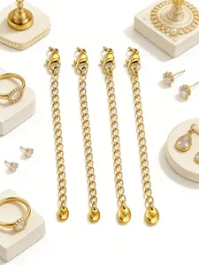 10 Piece Stainless Steel Adjustable Water Drop Pendant Extender Chain, & Silver Color, DIY Necklace Bracelet Accessories