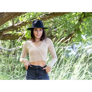 JUDE CROP TOP LONG SLEEVE ~ TAN