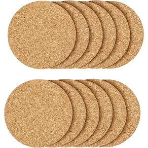 12 Pcs Absorbent Heat Resistant Reusable Blank Cork Coasters for Drinks Tea Coffee Crafts, Ideal Warm Gifts for Relatives and Friends
