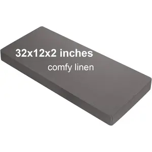 32x12x2 Linen Bench Cushion, Strengthen Breathable Indoor Seat Cushions, High-Density Bench Pad with Anti-Slip Bottom, Indoor Cushion for Bay Window Porch Furniture - Grey