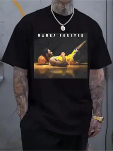 men's size casual 100 cotton T-shirt 180g short-sleeved withKobe Tribute Tee Breathable and Comfortable top All seasons are suitable for machine wash festivals the perfect deliver gift for friends