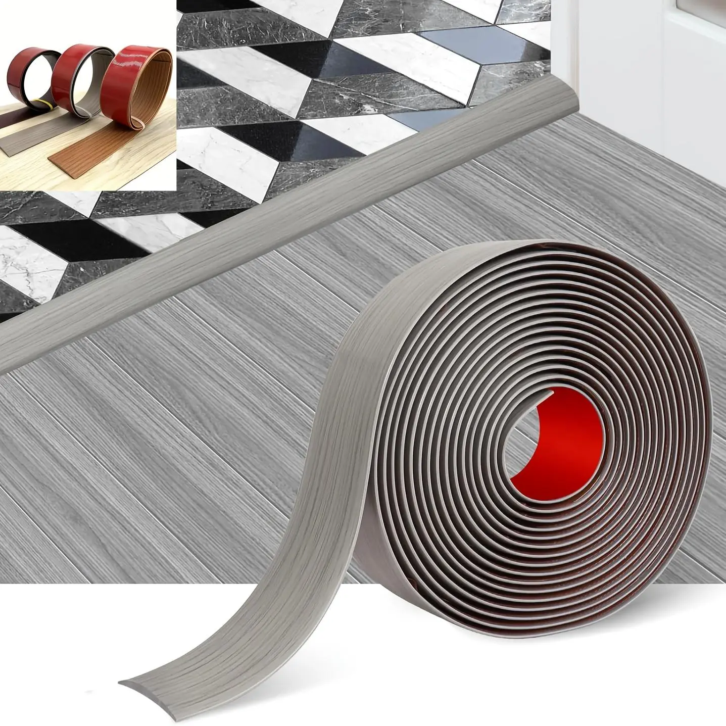 Self-adhesive floor transition strips - Elegant wood grain joint sealant for tiles and solid wood floors, durable DIY suitable for home decorative partitions with strong adhesion, modern floor accessories, Flooring | High-quality floor accessories