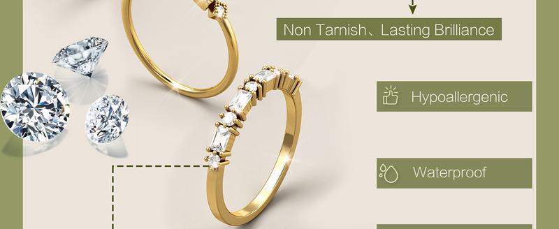ORAZIO 14K Gold Plated Stackable Rings for Women Non Tarnish Dainty Cubic Zirconia Wedding Engagement Bands Minimalist Trendy Statement Anniversary Promise Thumb Stacking Rings Size 6-10 Hypoallergenic Waterproof Gift Set