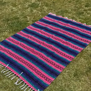 Tlaxcala Mexican Blankets Handmade in Tlaxcala Mexico with Colorful Stripes and Elegant Design