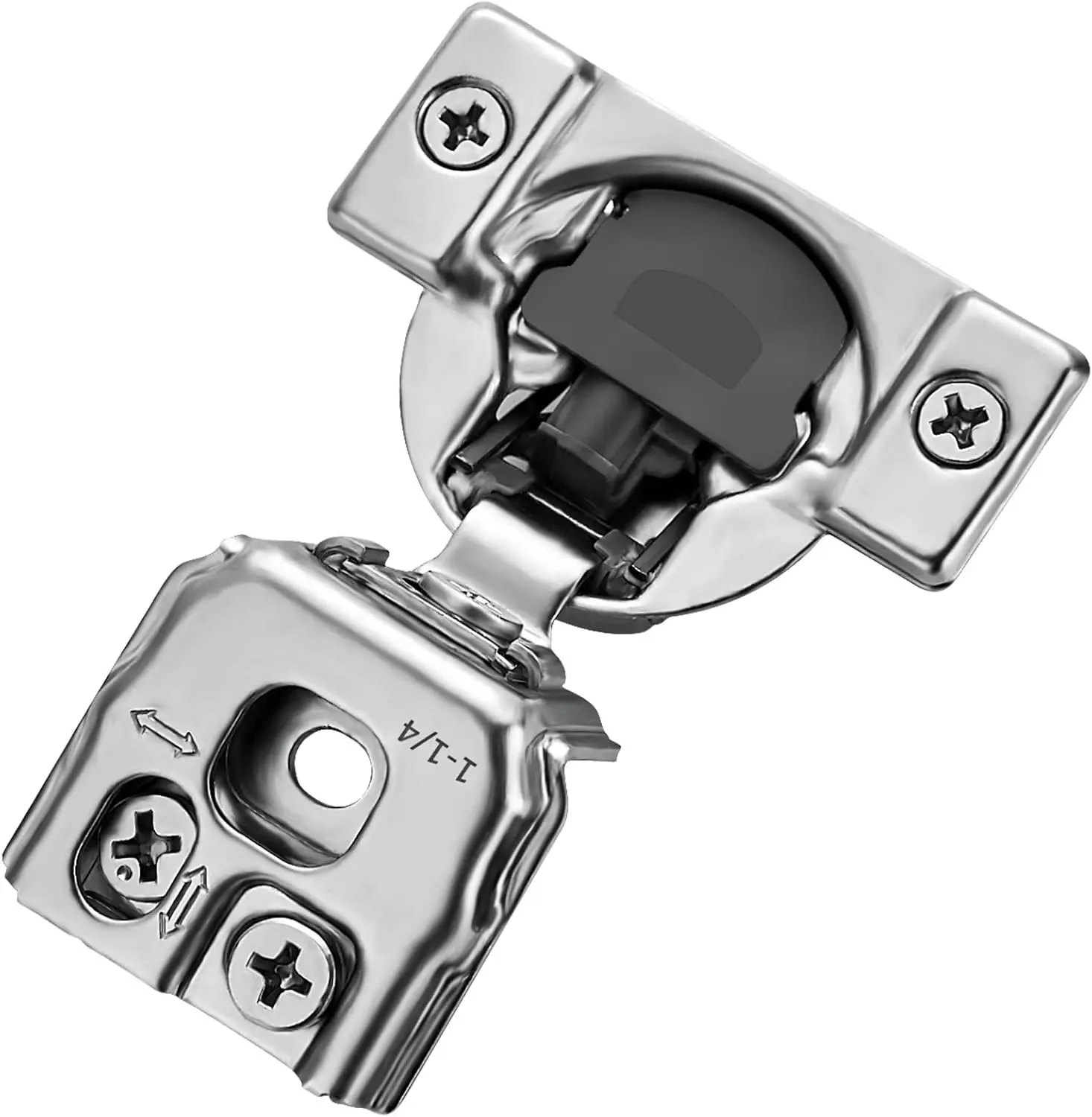 2-Pack Soft Close Cabinet Hinges, 1-1/4 Inch Overlay Concealed Hinges for Face Frame Kitchen Cabinets, Self-Closing Stainless Steel Hinges, Satin Nickel