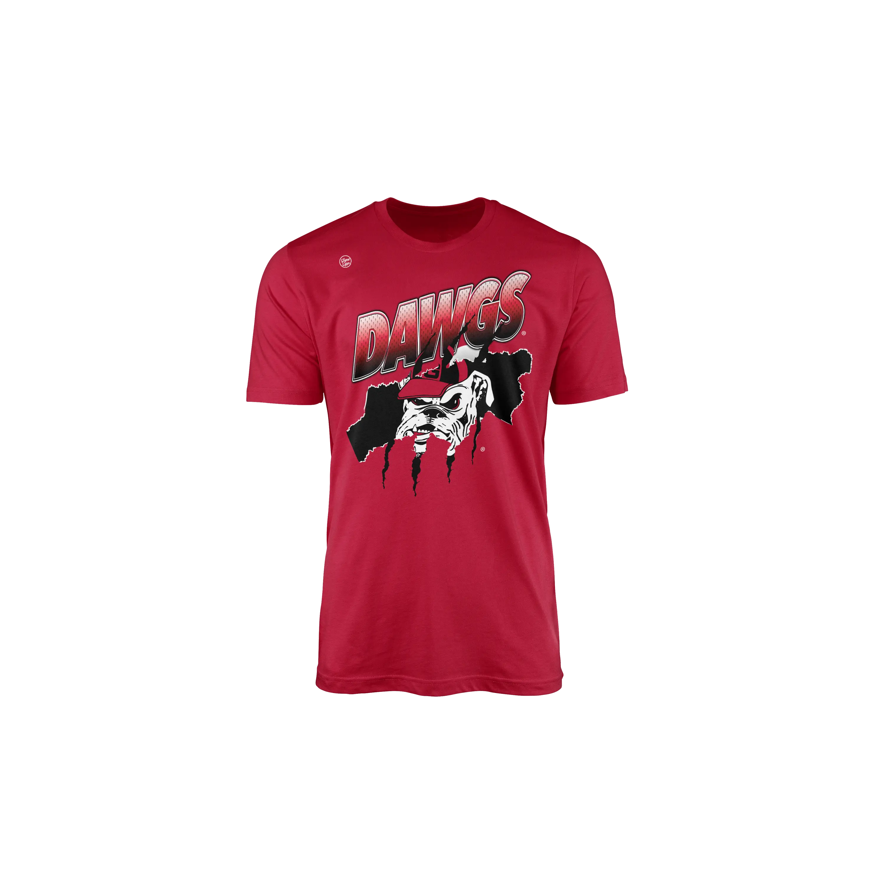 Georgia Bulldogs Youth Battle-Tested T-Shirt, Red Crew Neck Tops with Bold 'Dawgs' Graphic for Game Days