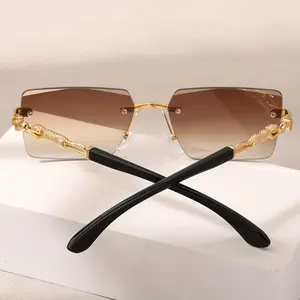 Rimless Rectangular Sunglasses - Unisex Beach Vacation Travel Everyday Eyewear