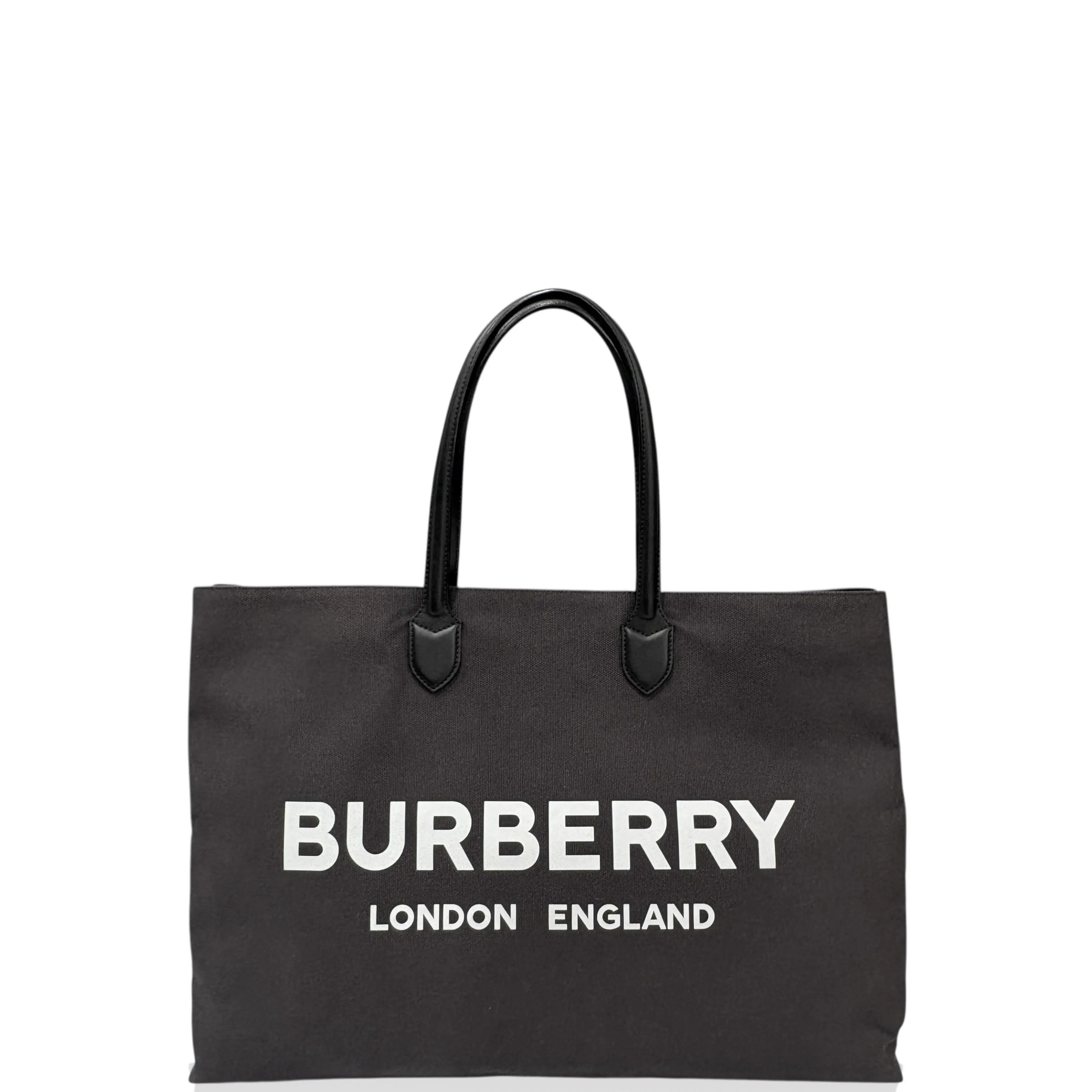 Pre-owned BURBERRY Leather tote bags Tote Bag Canvas Black (mg032226b4)