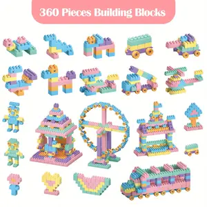 360-piece DIY granular building block table set, macaron color series, creative toy to stimulate imagination, for family entertainment, as a birthday gift, for holiday entertainment