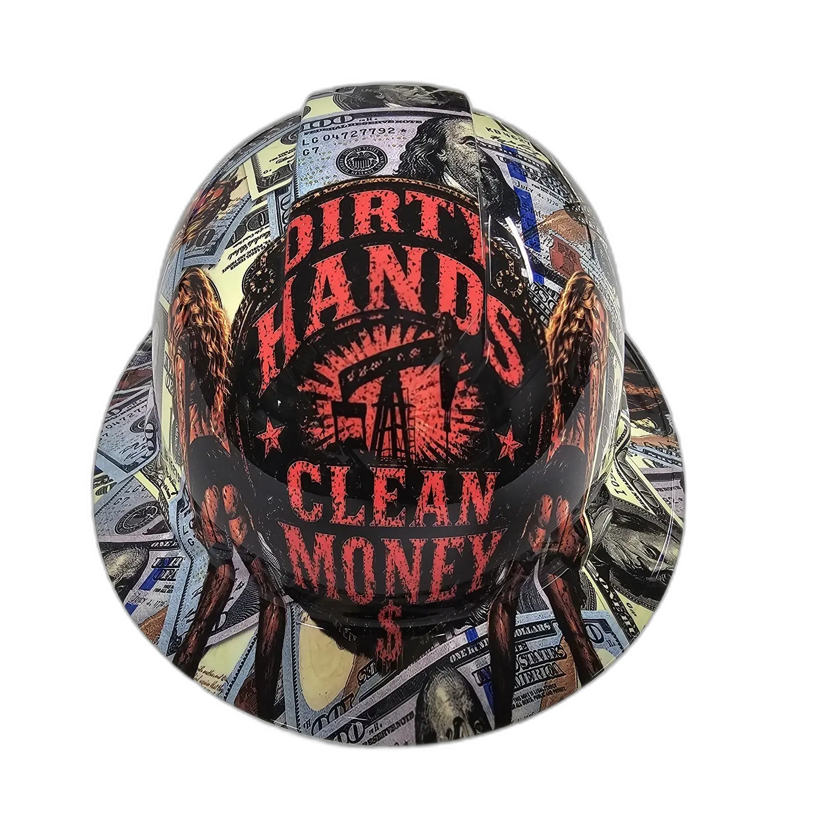 Oilfield Dirty Hands Clean Money - Custom Hydro Dipped Full Brim Hard Hat