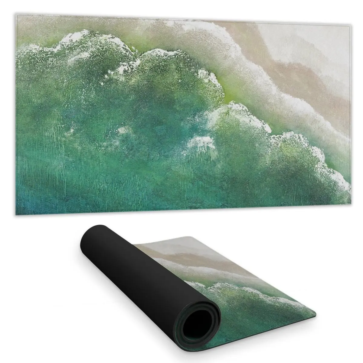 Begin Home Decor C1DM15318UXFIG 16x32 in. Coastal-Inspired Turquoise Ocean Waves Desk Mat - Non-Slip, Water-Repellent Desk Cover, Coastal Bedroom Home Decor Essential