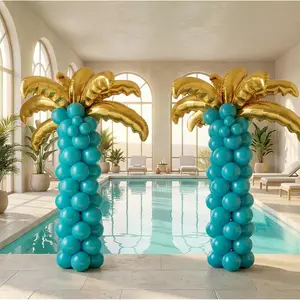 Tropical Palm Tree Balloon Set 120Pcs Foil Coconut Trees Teal Latex Luau Party Decor