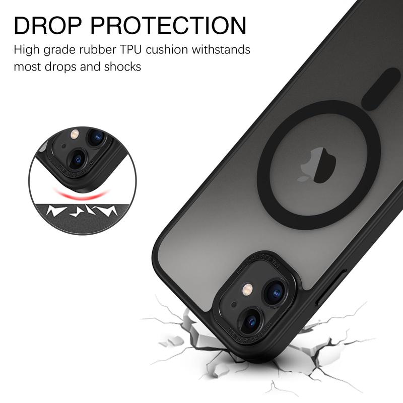 iPhone 11 Phone Case, Phone case for iPhone 11 Magnetic Case [Compatible with Mag Safe] Translucent Matte Slim Shockproof Anti-Fingerprint Protective Cover for iPhone 11 6.1’’ Black