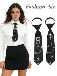 Handmade Chain Bow Tie, Plain Pattern, Regular Width, Ideal for Casual, Parties, Gothic & Punk Styles, All Seasons