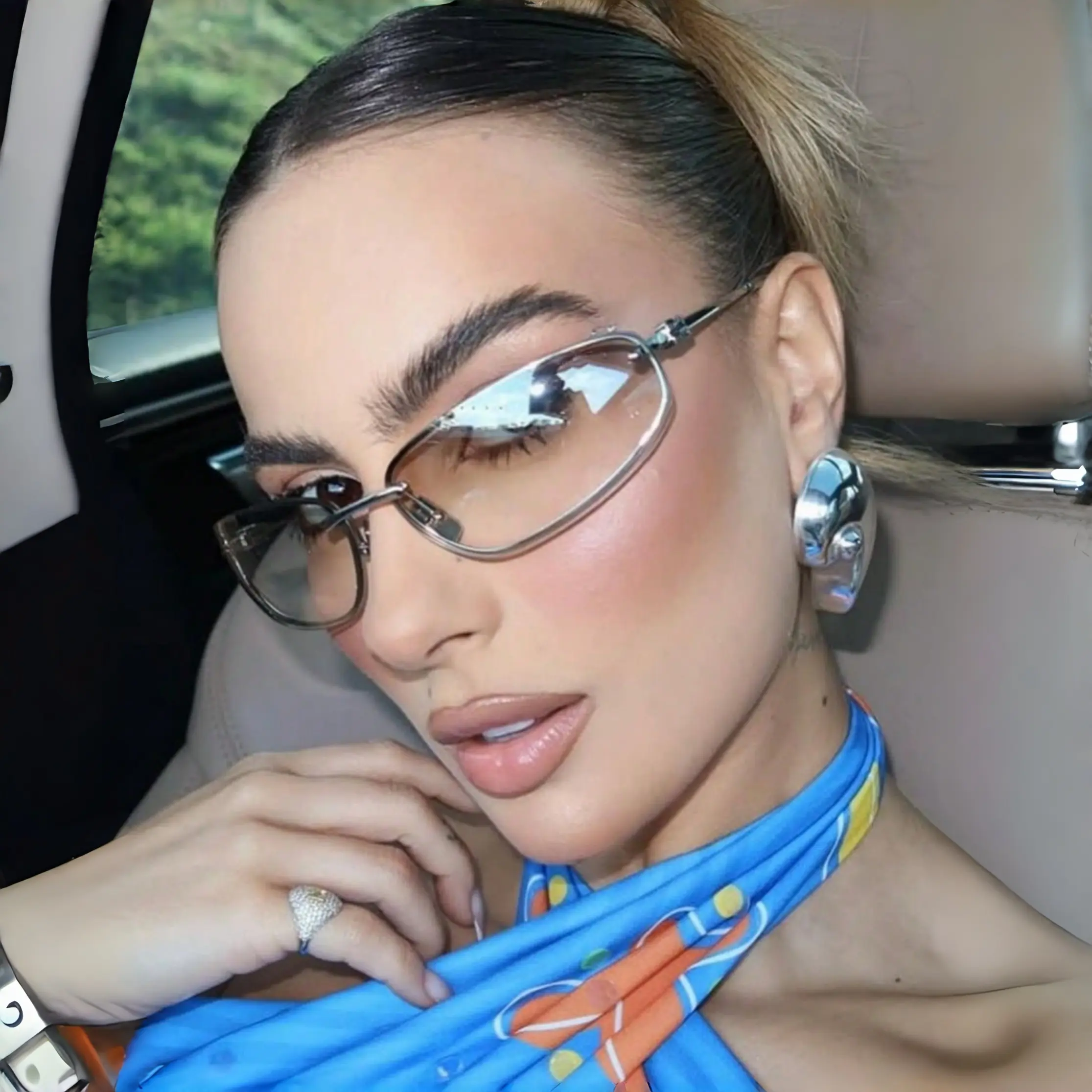 2026 Y2K High-End Oval Rimless Sunglasses for Women | UV400 