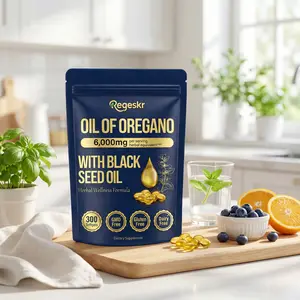 Oregano Oil with Black Seed Oil 300 Capsules Wellness for Immune Support Daily Health High Strength Herbal Antioxidant Clean Formula Dietary Supplement