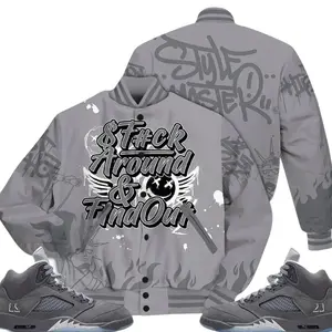 5 Wolf Grey Varsity Jacket, Retro Wolf Grey 5s Outfits, Meme Quote Got Em Unisex T-Shirts To Match Sneakers, Streetwear Style Urban