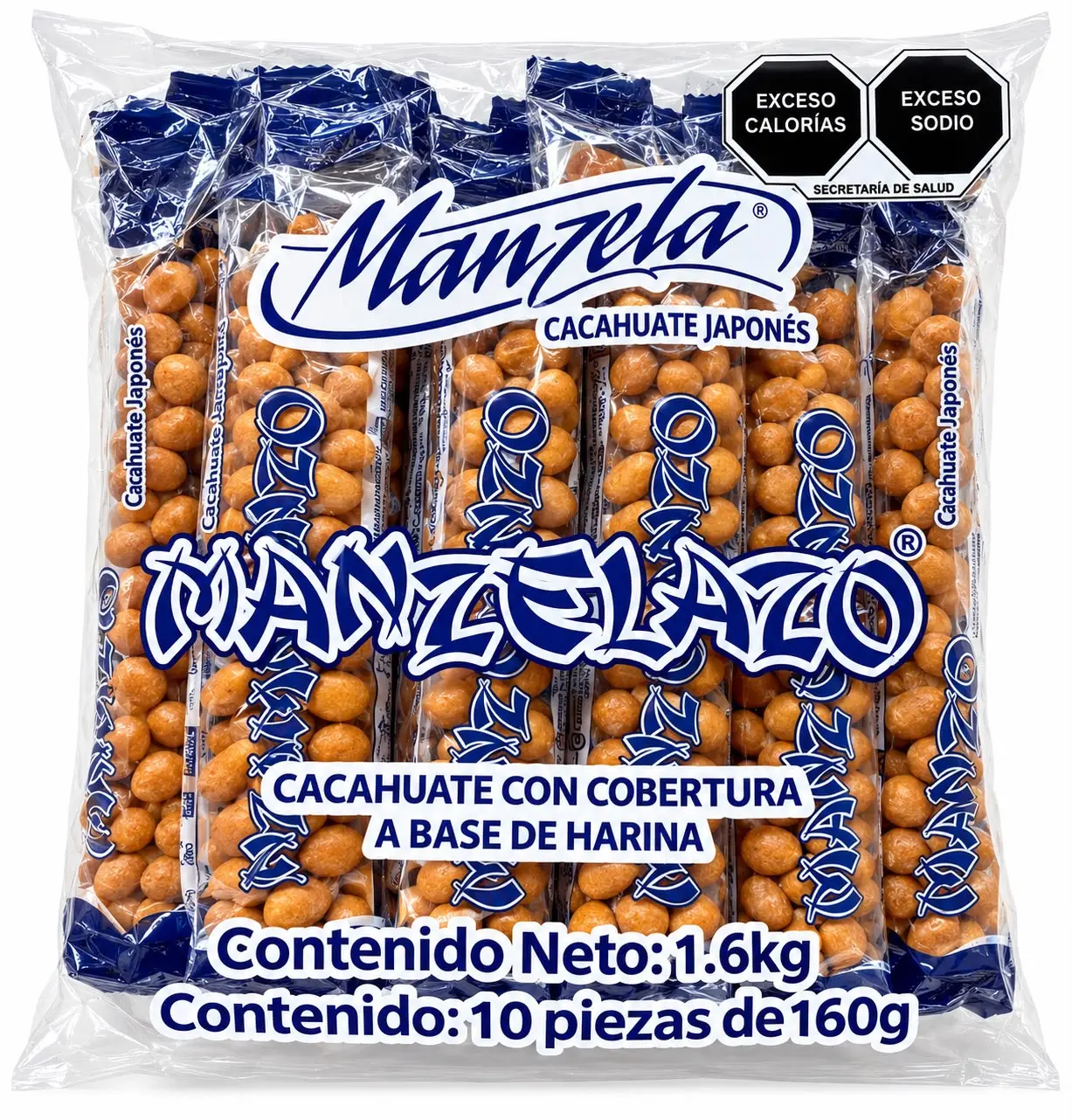 Manzela Cacahuete Japonés Manzelazo 1.6kg Cocktail Peanuts - 10 Piezas de 160g