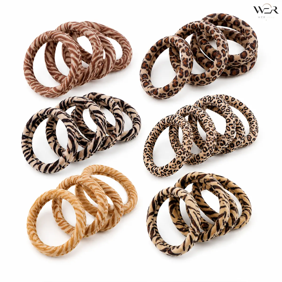Women's Velvet Animal Print Elastic Band Scrunchies - Leopard, Zebra, Tiger Animal Patterns - Funky Ponytail & Hair Styling Accessories for Everyday Wear, Gifting, Ponytail Accessories, Animals