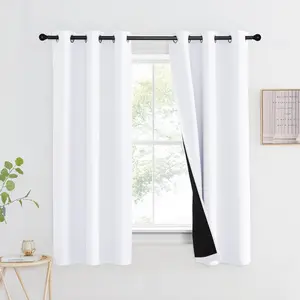 White 100% Blackout Lined, 2 Thick Completely Blackout Window Treatment Thermal Drape for/Bedroom (1 PC, 42 inches Width x 63 inches Length Each Panel)