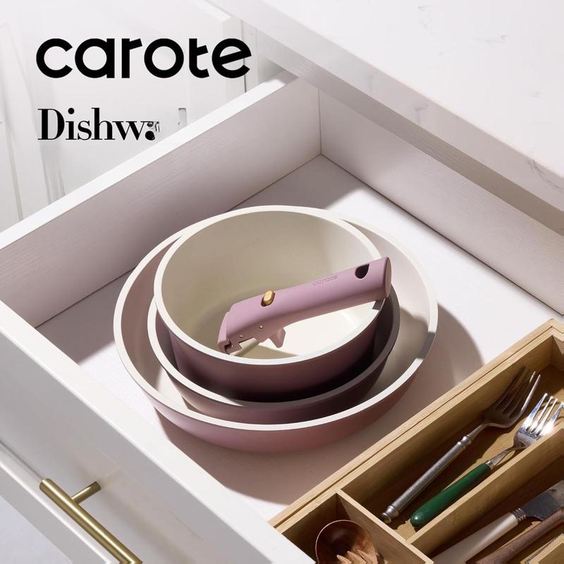 CAROTE 5pcs Pots and Pans Set Non stick,Cookware Set Detachable Handle,kitchen essentials,RV kitchen pot and pan,Induction Cookware,Oven Safe,PFOA PFOS FREE,Purple