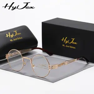 HyJex personalized glasses unisex  round frame mirror steampunk fashion flat glasses