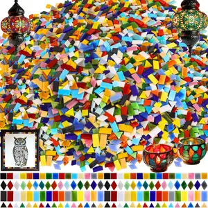 3200 Pcs Bulk Opaque Glass Mosaic Tiles Assorted Color Stained Glass Pieces, Mosaic Supplies for DIY Projects Art Crafts Home Decoration