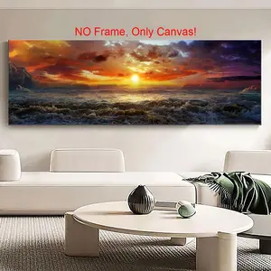 Sunset At Sea Pattern Canvas Poster without Frame, 1 Count Beautiful Scenery Wall Art, Wall Decor for Home Living Room Bedroom Office