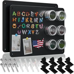 2Pack Black  Board,16.5" x 11.8"  Bulletin Board to Display  Notes, Poetry, Photos, Suitable for Wall, Refrigerator, Cabinet etc, Come with 8 count Dual Lock Tape and Screws