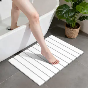 Stone Bath Mats for Bathroom, Non-Slip Stone Shower Mat Super Absorbent 16 x 12 Diatomaceous Earth Bath Mat, Quick Dry Leakproof Bathroom Drying Mats Easy to Clean Home Floor Decor RV Essentials