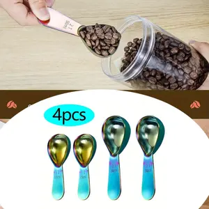 4 Pcs Stainless steel coffee scoop (1 tbsp, 2 tbsp) durable Tablespoon, ergonomic measuring spoon, Suitable for small and large jars,short-handled spoon