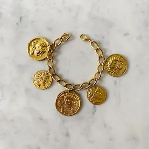 Vintage Gold Coin Charm Bracelet
