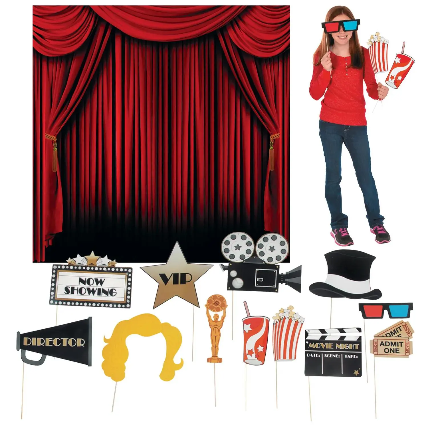 Movie Night Photo Booth Backdrop Kit - 14 Pc.