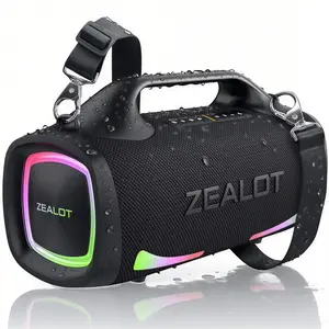 Zealot 120W Portable Wireless Bluetooth-compatible Speaker, Ipx-6 Waterproof Outdoor Stereo Sound System, Fast Charging RGB Lights, Eq, Rechargeable Waterproof Speaker, for Home/Party Use