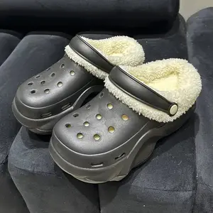 Brand Bdhjydb Men's & Women's Heavy-Sole Slippers with Thickened EVA Wood Sole, Lining & Arch Support - Non-Slip Indoor/Outdoor Winter Shoes Suitable for Home, Office - Easy /Off Warm Booties, Year-Round (Beafe/Black/Grey)